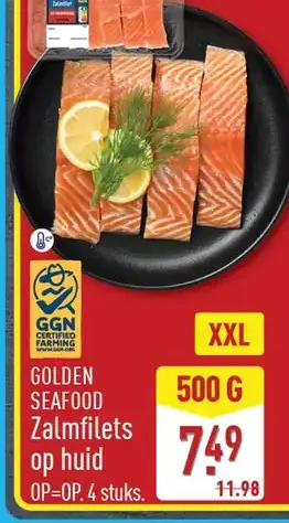 GOLDEN SEAFOOD Zalmfilets op huid OP=OP. 4 stuks.